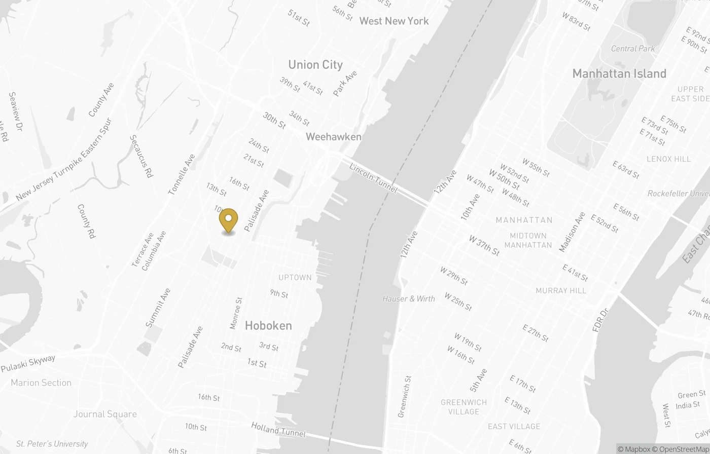 Map showing the site directly across the Hudson from Midtown Manhattan