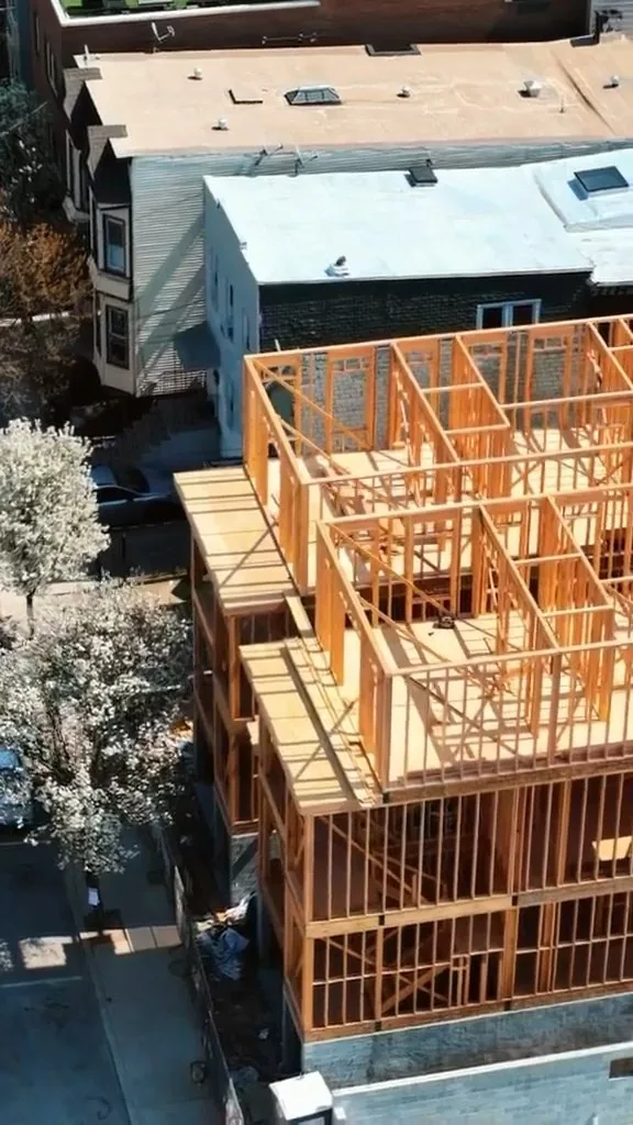 Aerial view of the construction site
