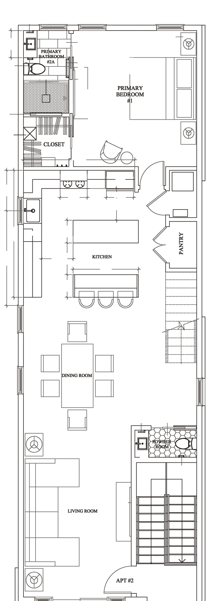 Floor plan of the penthouse lower level